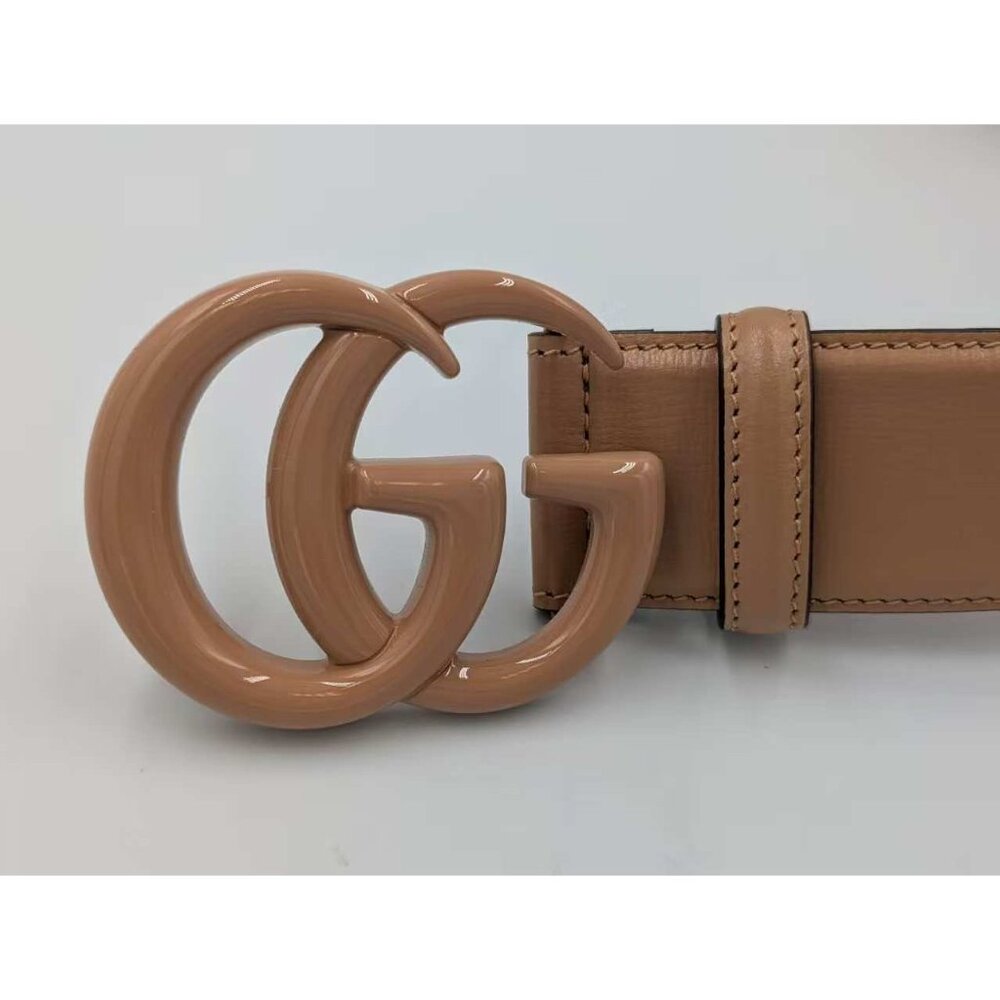 Gucci Azalea Calfskin Enamel Monochrome GG 40mm Belt Camelia 120cm 400593 - Picture 6 of 9